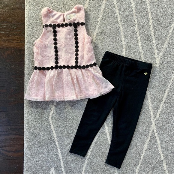 kate spade Other - Kate Spade Blush Pink Lace Top and Legging Set 4